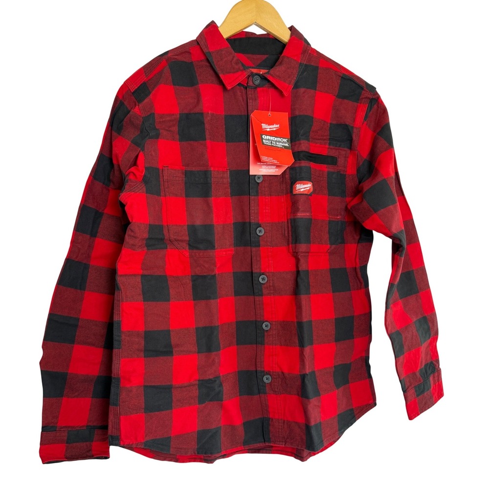 Milwaukee Gridiron Flannel Shirt Mens Medium Red Black Buffalo Plaid M551R-M NWT